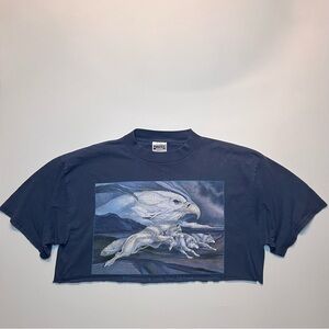 Vintage 90’s Running with the Wind Wolves Eagle Jody Bergsma Crop T-Shirt XL